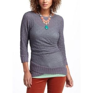 Anthropologie Deletta Lace Gray Top Size L